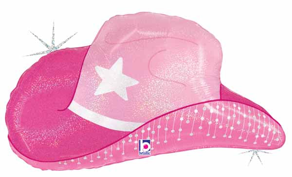 Pink Cowgirl Hat Balloon 26"
