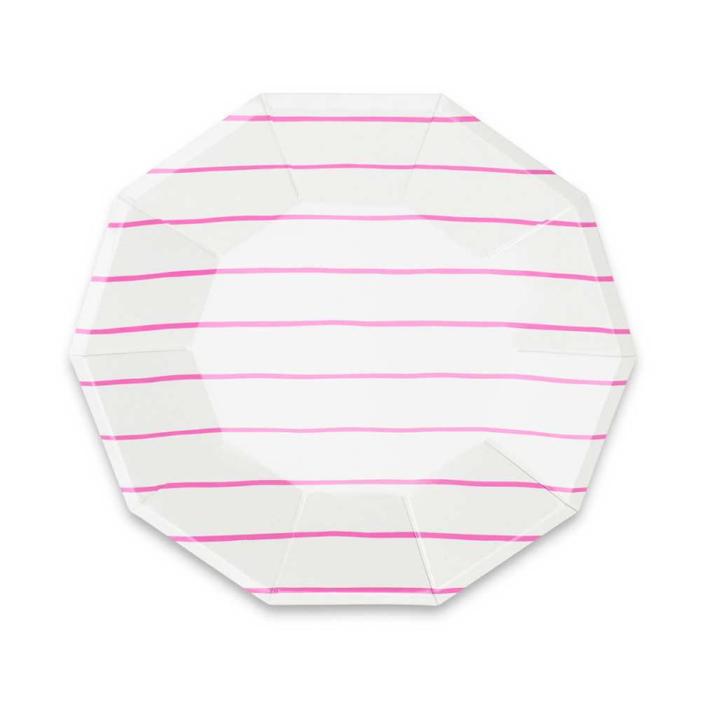 Cerise Frenchie Striped Large Plates