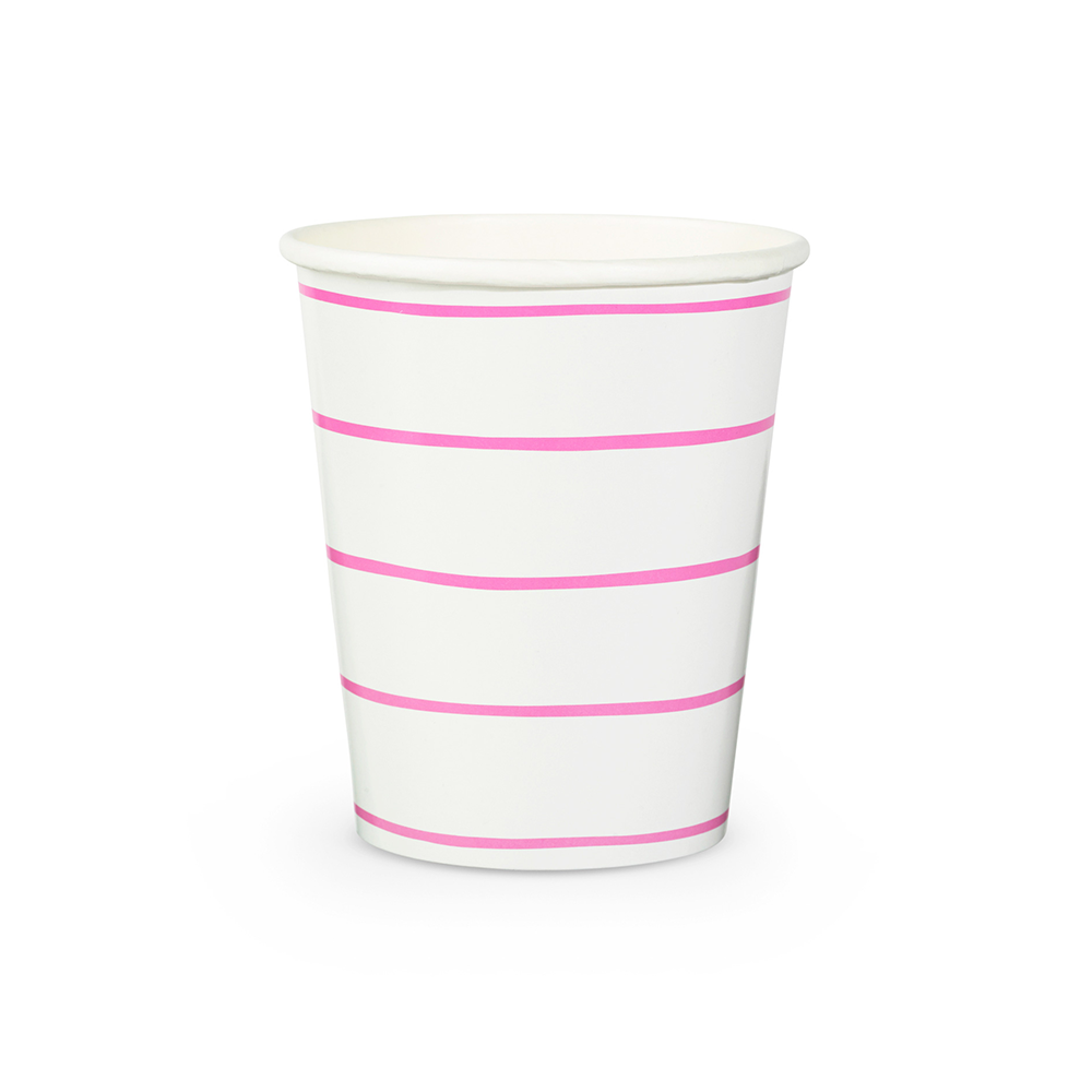 Cerise Frenchie Striped 9 oz Cups