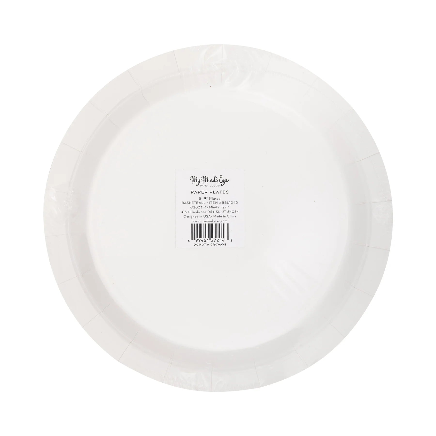 9" Basketball Paper Plate