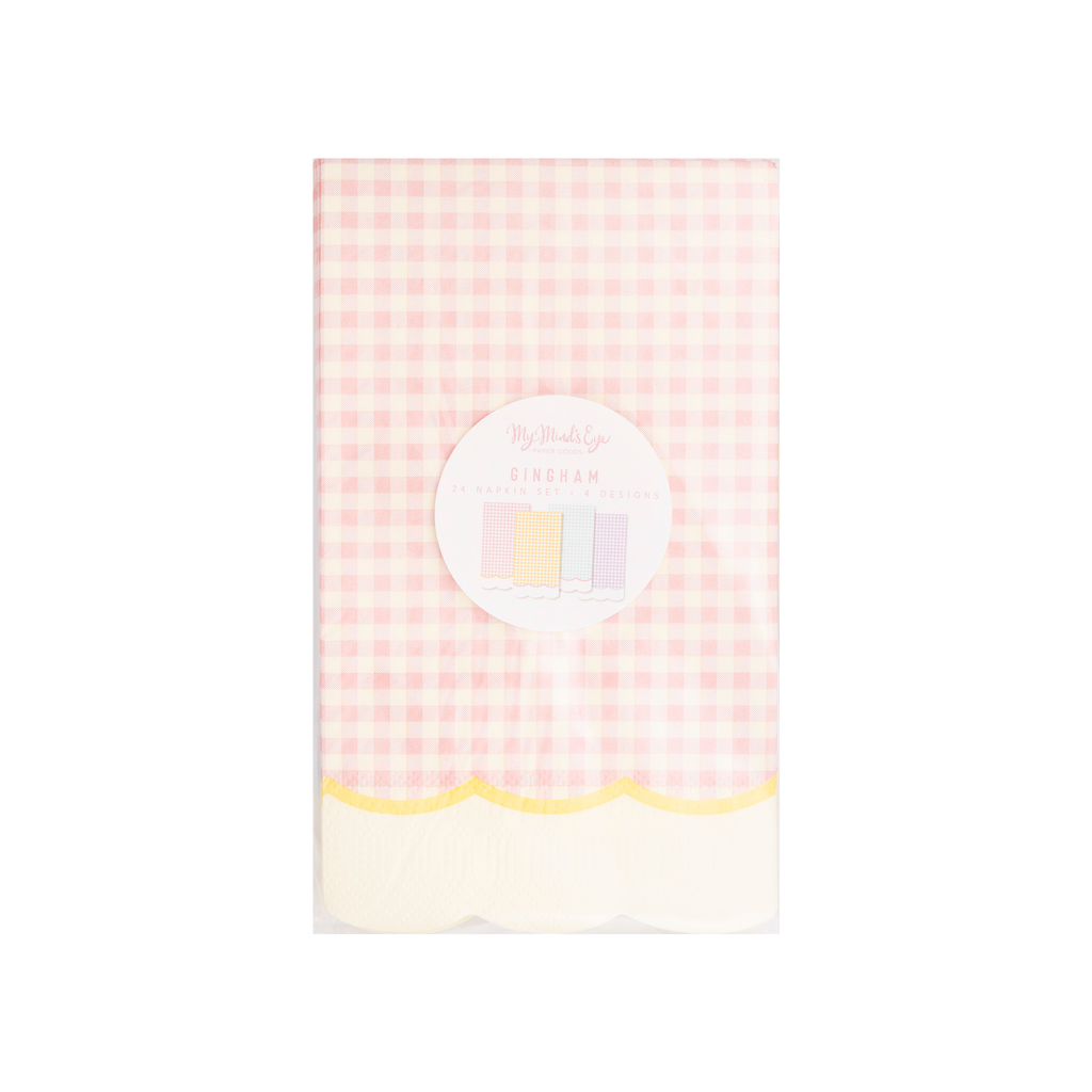 Gingham Scallop Fringe Paper Dinner Napkin Set