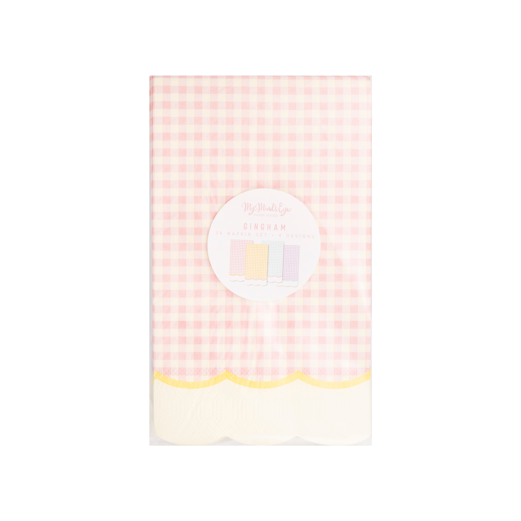 Gingham Scallop Fringe Paper Dinner Napkin Set