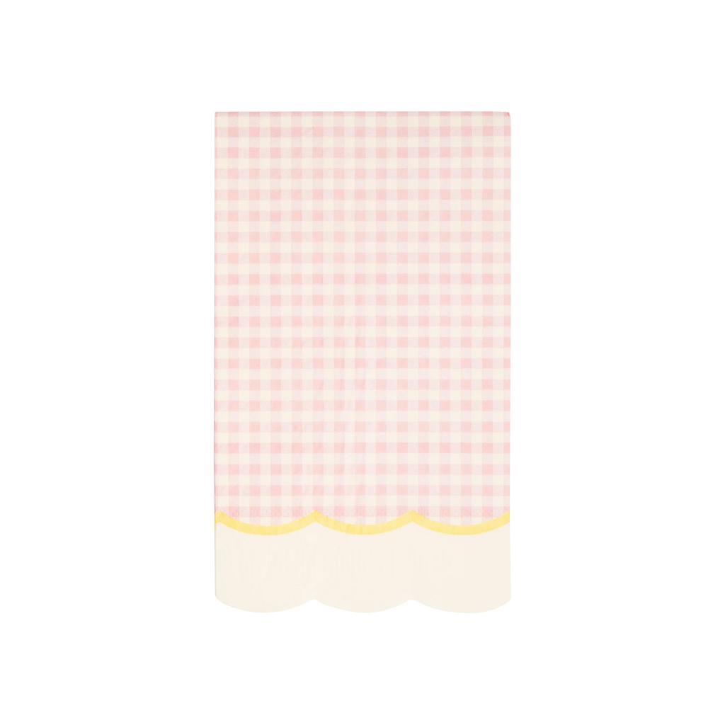 Gingham Scallop Fringe Paper Dinner Napkin Set