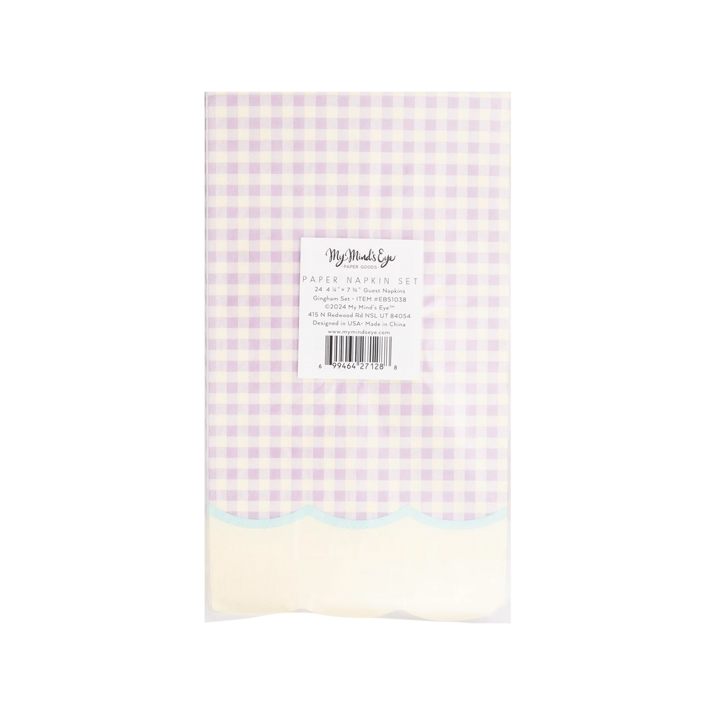 Gingham Scallop Fringe Paper Dinner Napkin Set