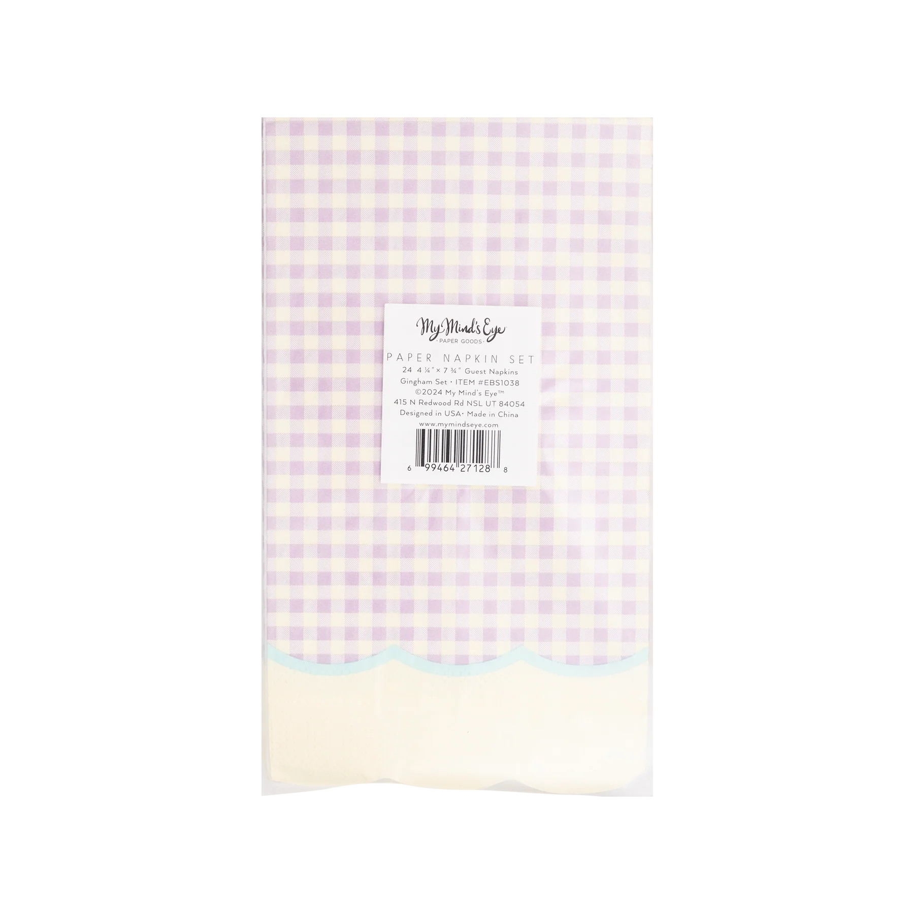 Gingham Scallop Fringe Paper Dinner Napkin Set