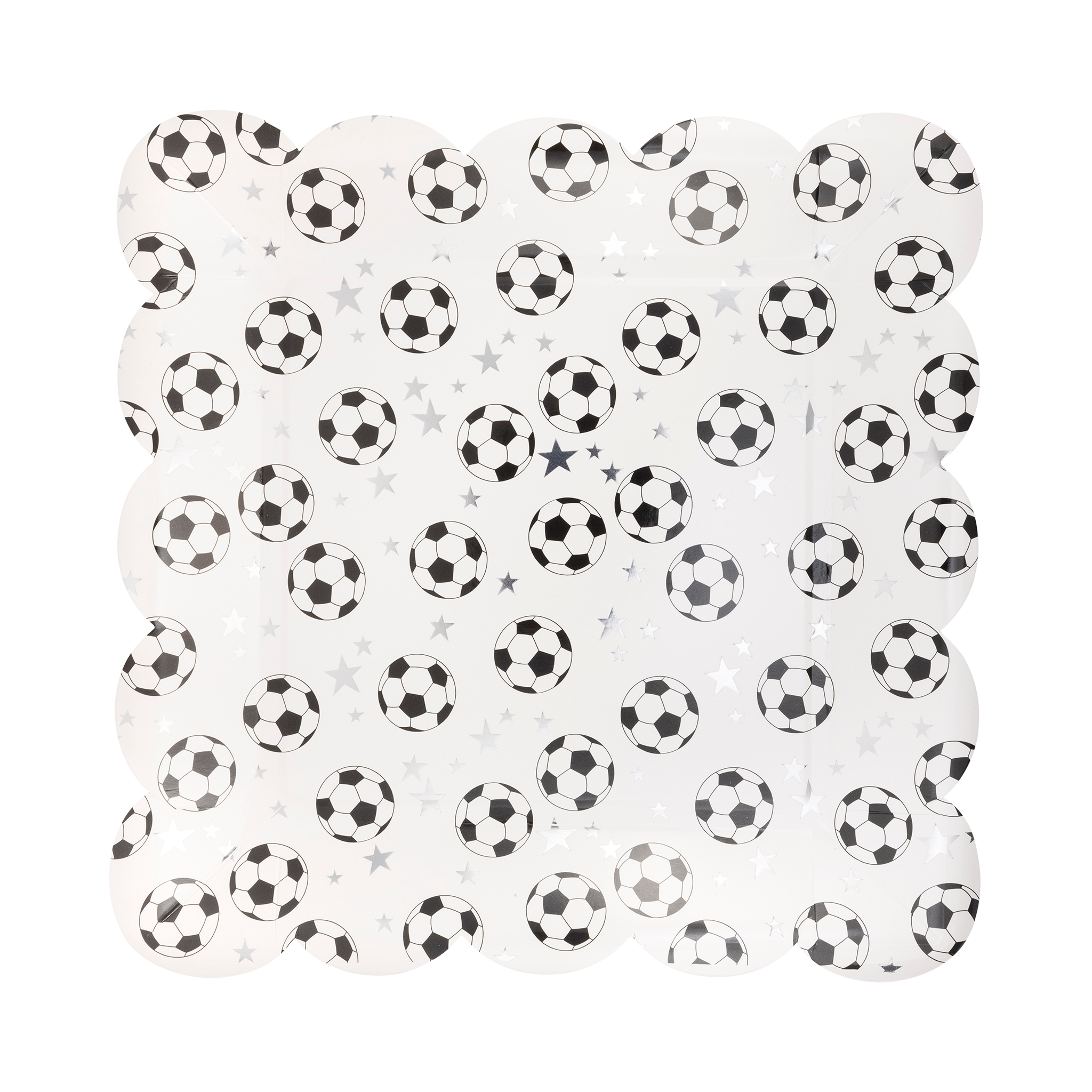 Scattered Soccer Ball Paper Plate