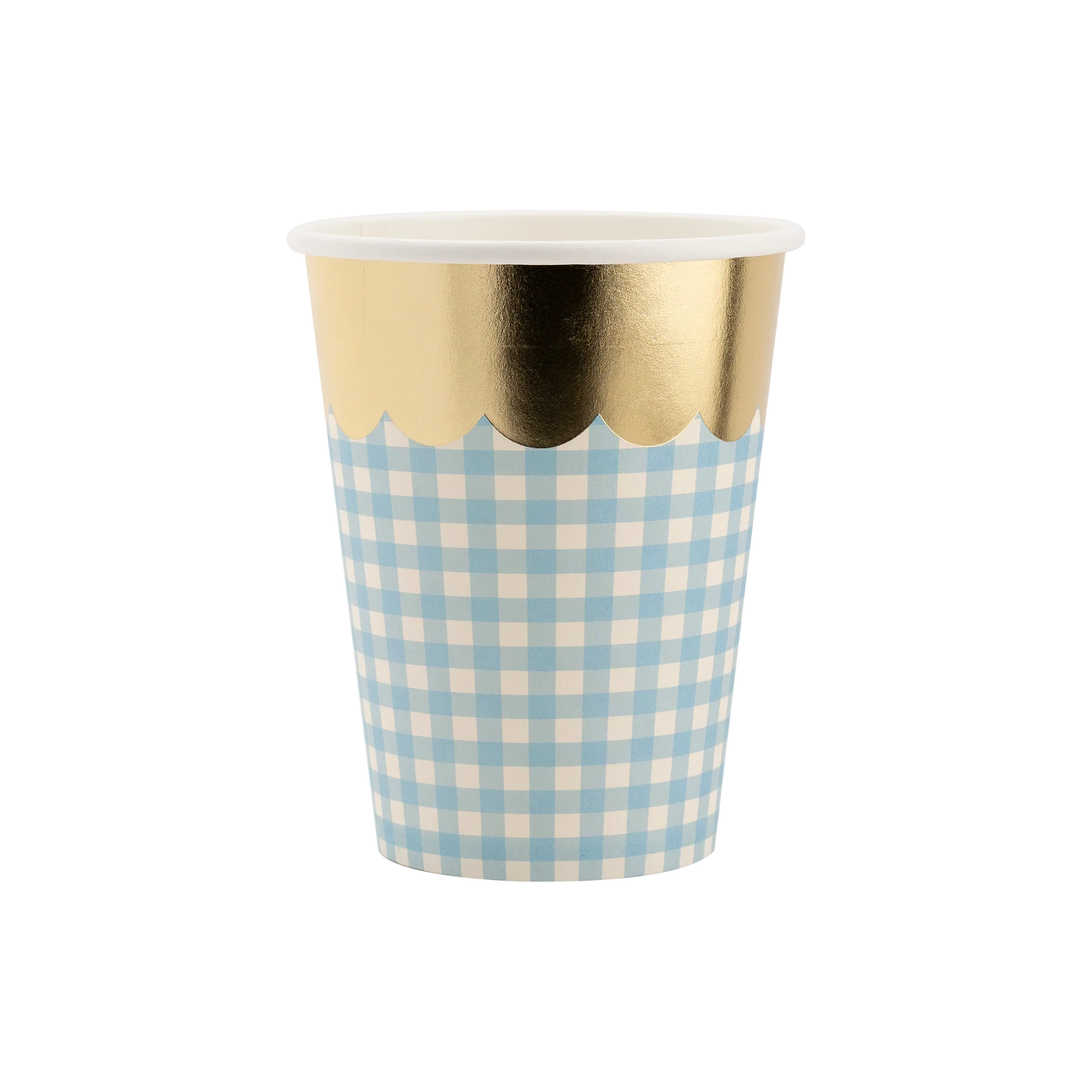 Gingham Cups with Gold Scallop