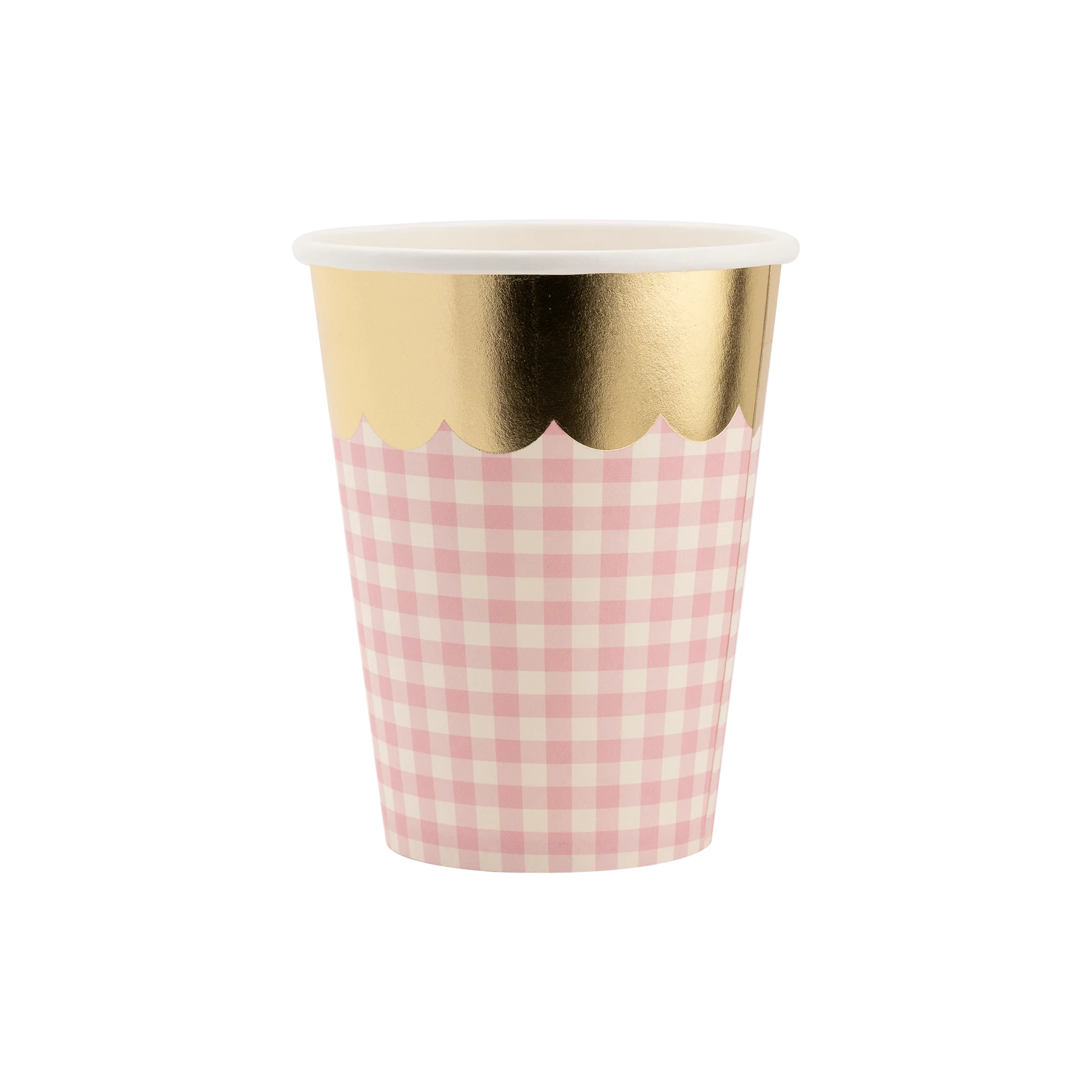 Gingham Cups with Gold Scallop