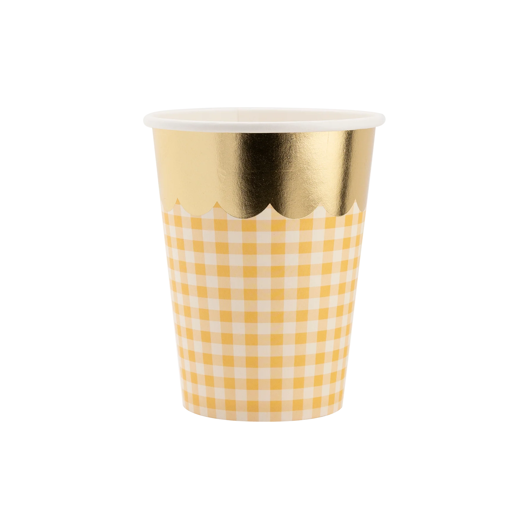 Gingham Cups with Gold Scallop