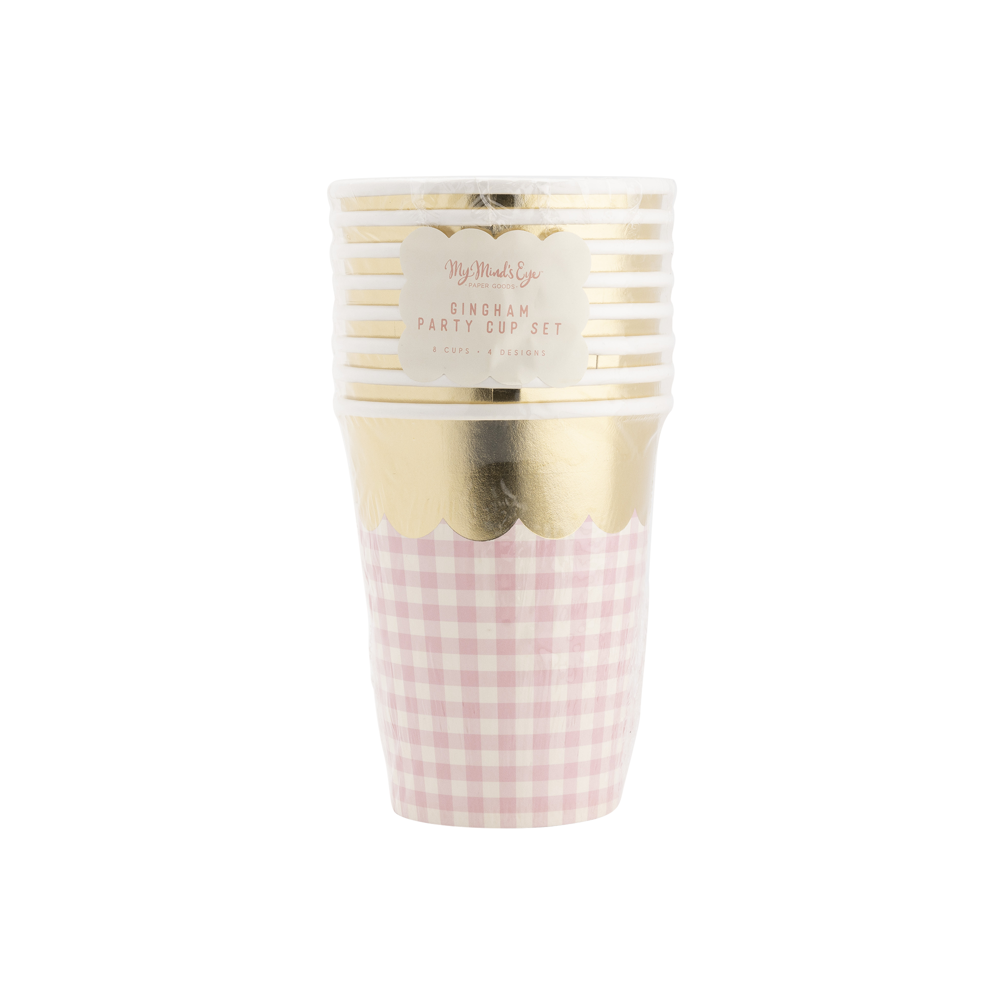 Gingham Cups with Gold Scallop