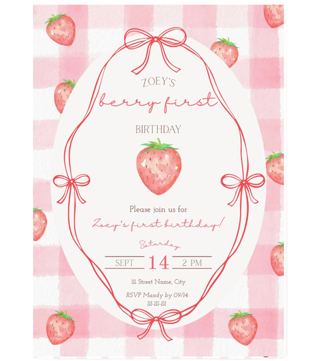 Strawberry Party Invitation #3
