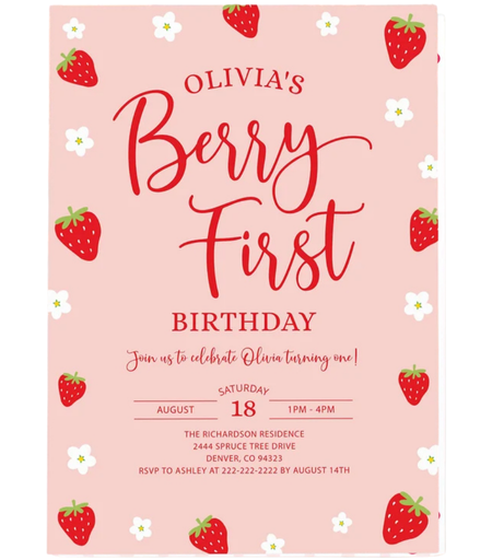 Strawberry Party Invitation #4
