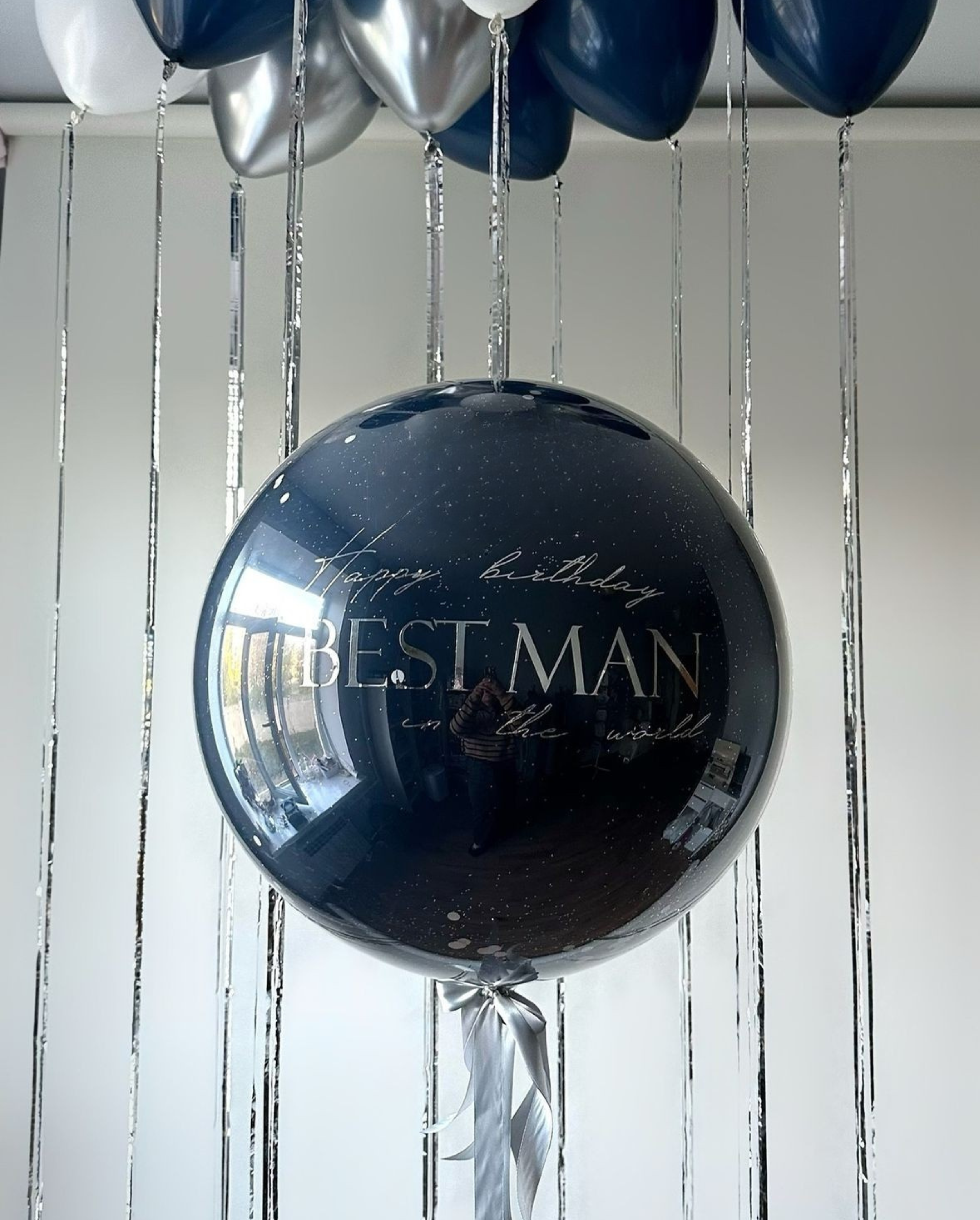 Personalized  Navy Ceiling Balloon Bundle