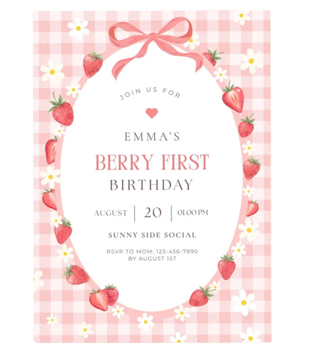 Strawberry Party Invitation #1