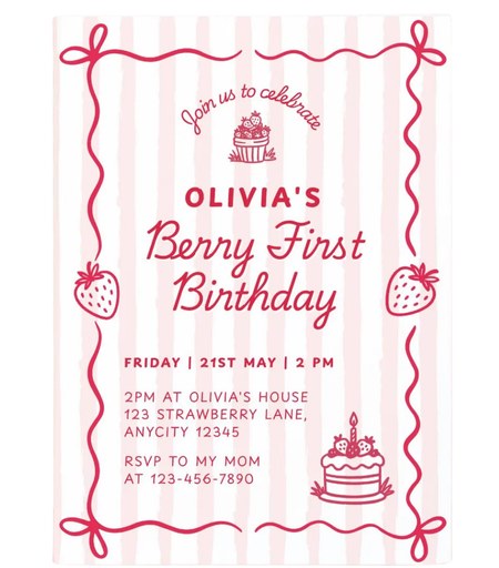 Strawberry Party Invitation #2