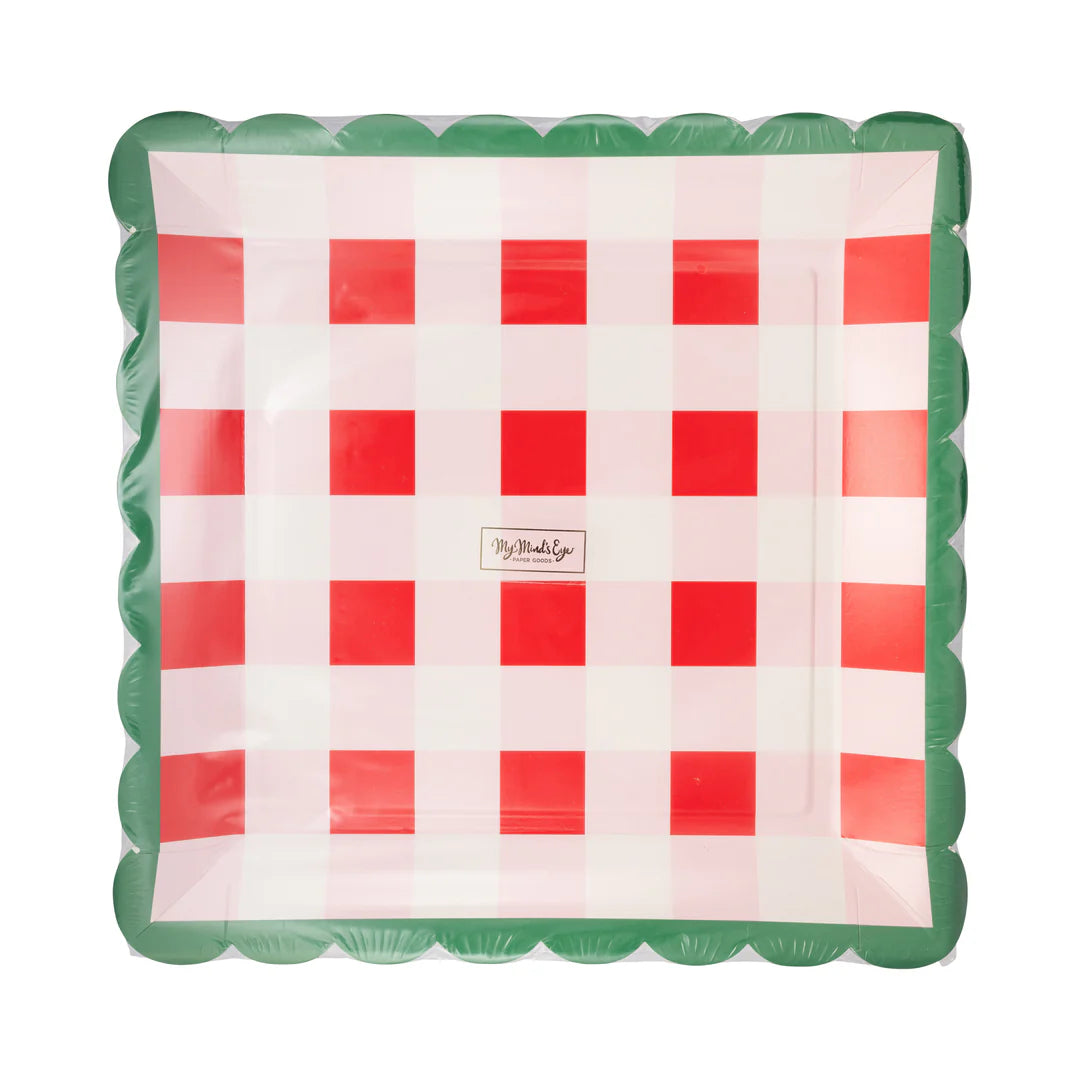 Plaid Scalloped Edge Plate