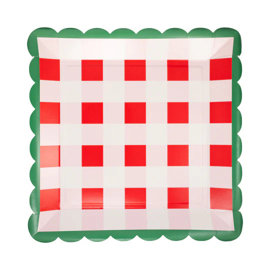 Plaid Scalloped Edge Plate