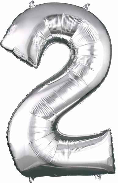 Silver Number Ballons