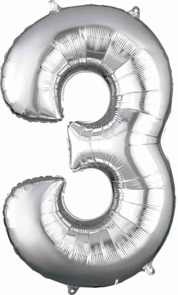 Silver Number Ballons