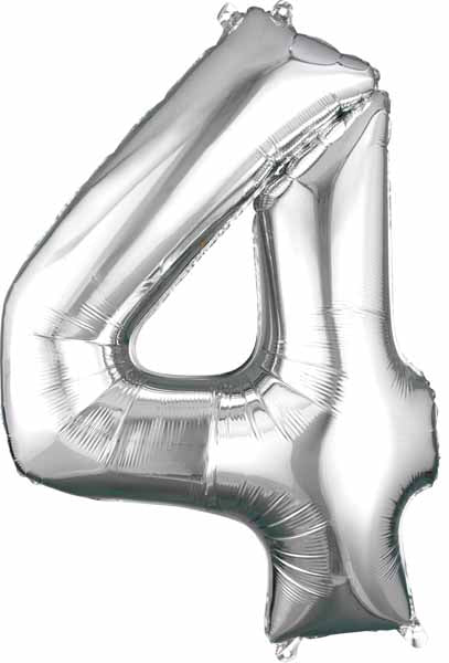 Silver Number Ballons
