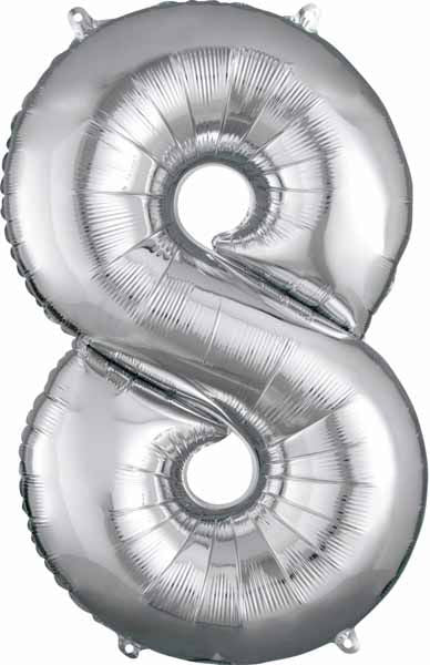 Silver Number Ballons