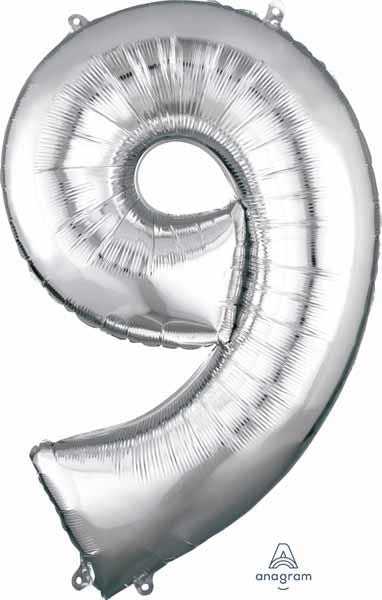 Silver Number Ballons
