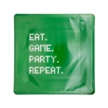 Eat Game Party Square Paper Plate