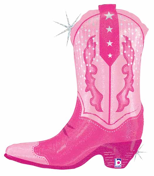 Pink Cowgirl Boot Balloon 29"