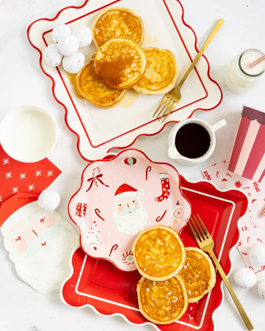 Red Scalloped Square Plate
