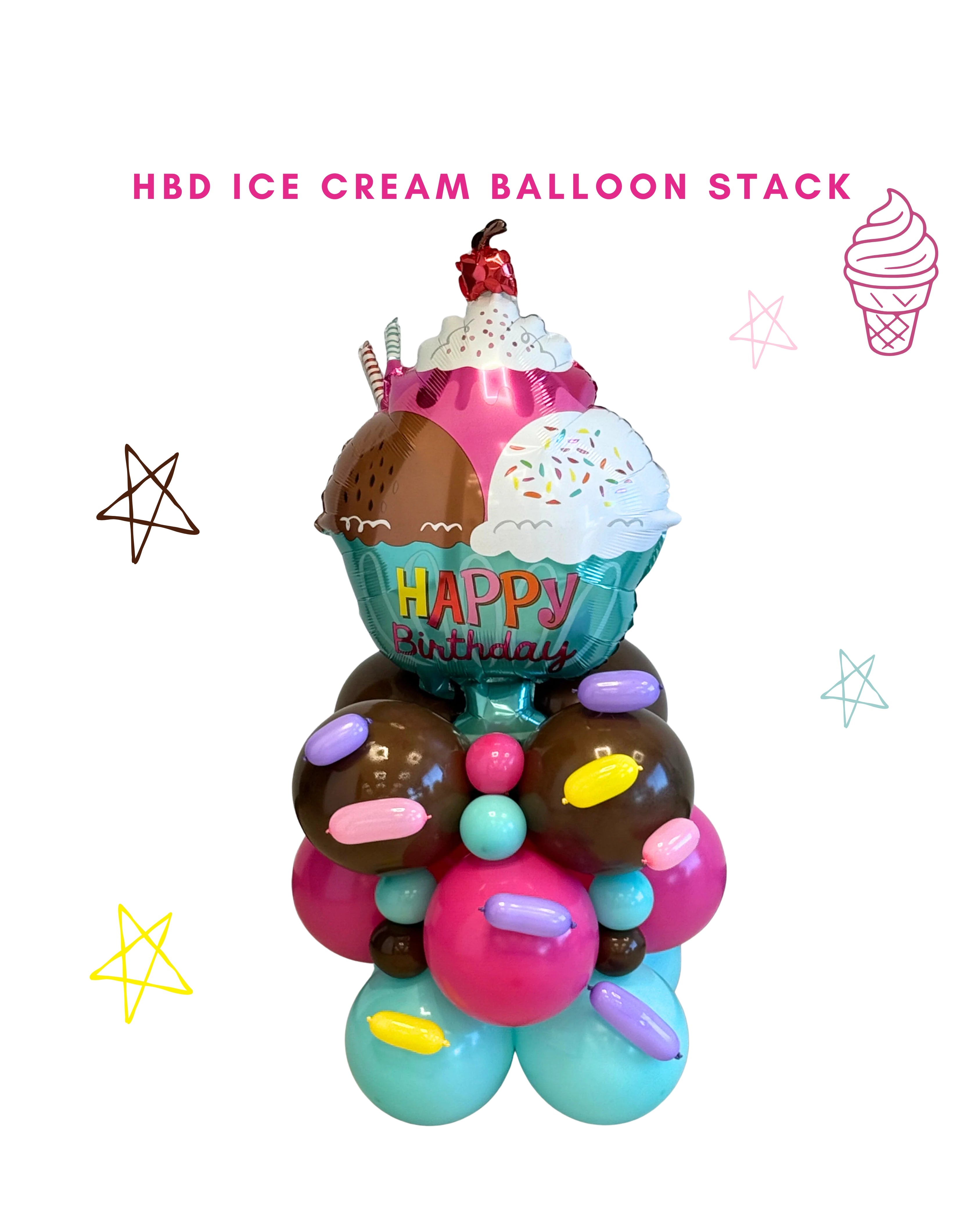 HBD Ice Cream Balloon Arrangement 🍦🩷